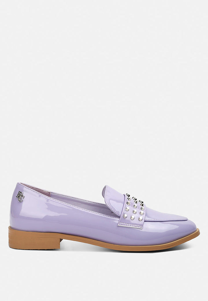 meanbabe semicasual stud detail patent loafers by ruw#color_lilac