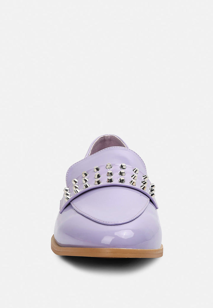 meanbabe semicasual stud detail patent loafers by ruw#color_lilac
