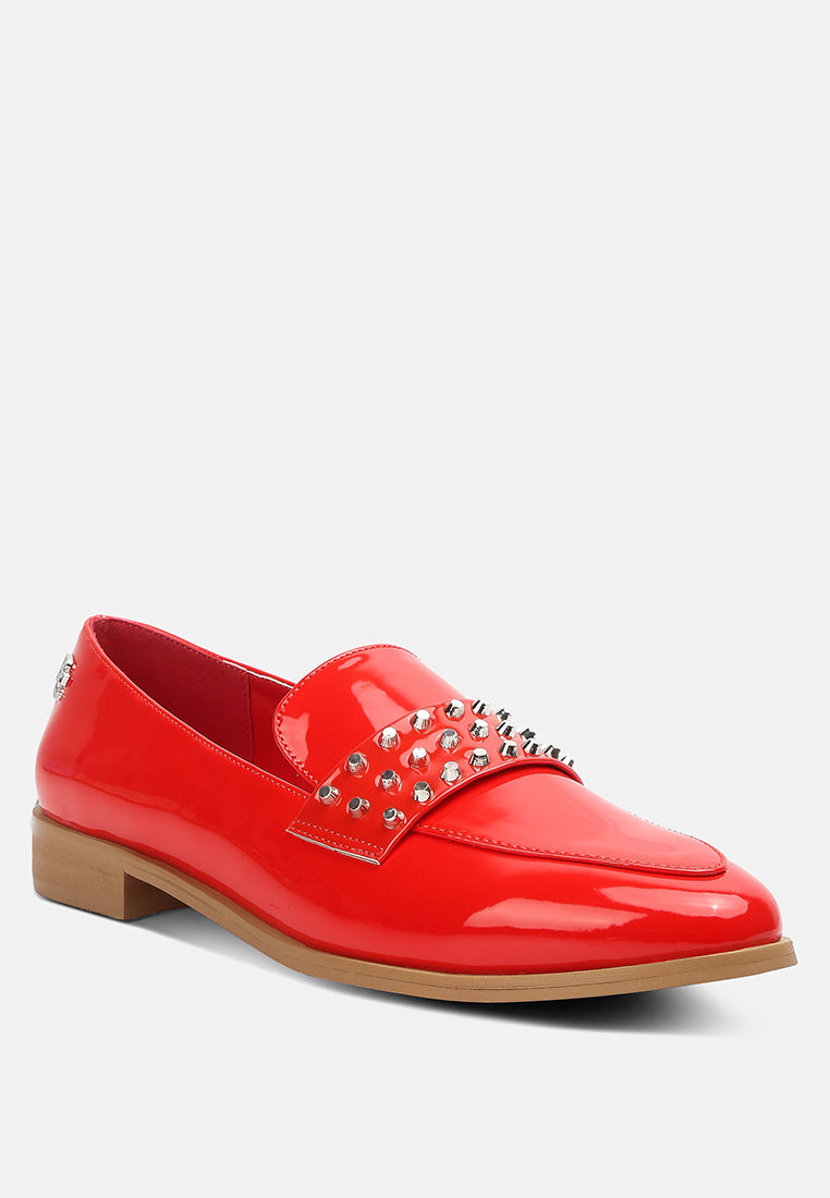 meanbabe semicasual stud detail patent loafers by ruw#color_red