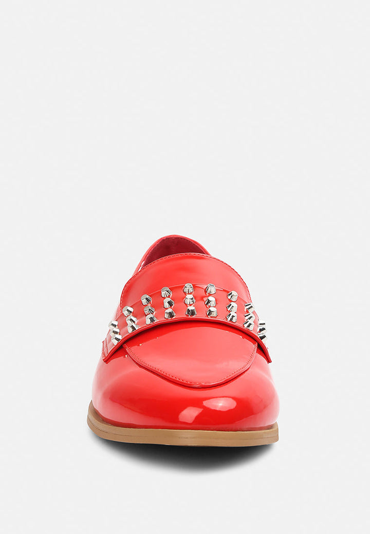 meanbabe semicasual stud detail patent loafers by ruw#color_red