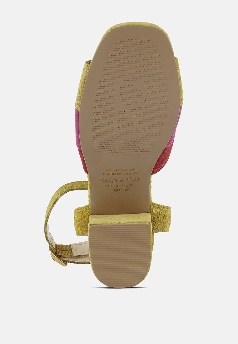 mon-beau fine suede block heeled sandal by ruw#color_multi