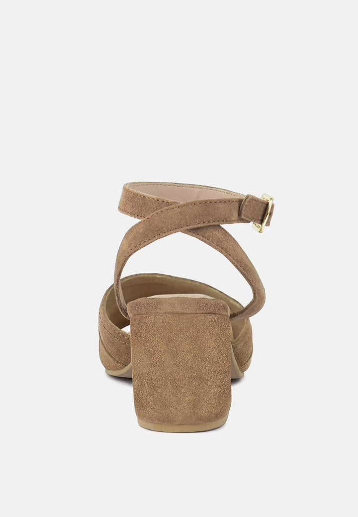 mon-beau fine suede block heeled sandal by ruw#color_tan