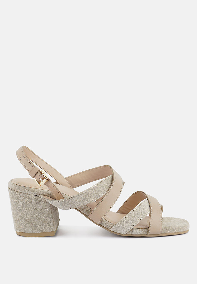 mon-lapin mid heeled block leather sandal by ruw#color_nude