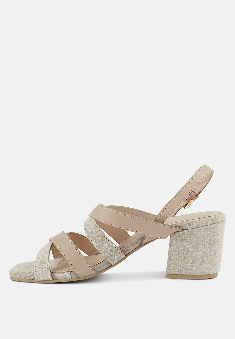 mon-lapin mid heeled block leather sandal by ruw#color_nude