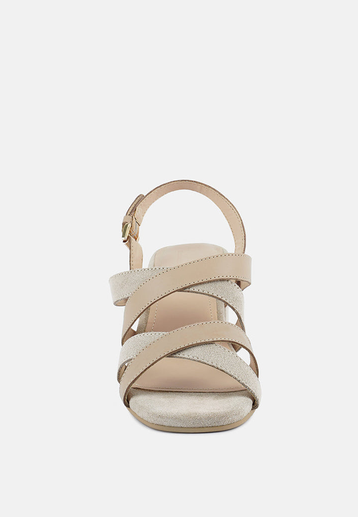 mon-lapin mid heeled block leather sandal by ruw#color_nude