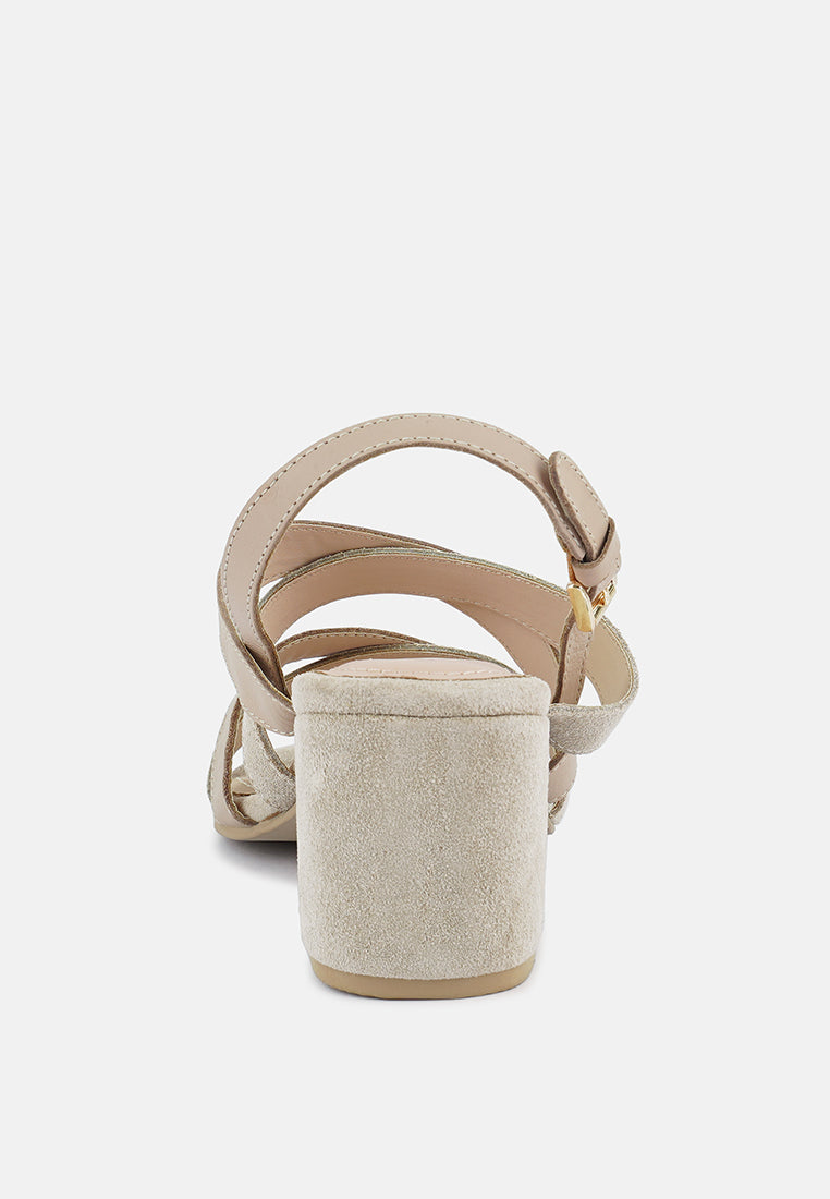 mon-lapin mid heeled block leather sandal by ruw#color_nude