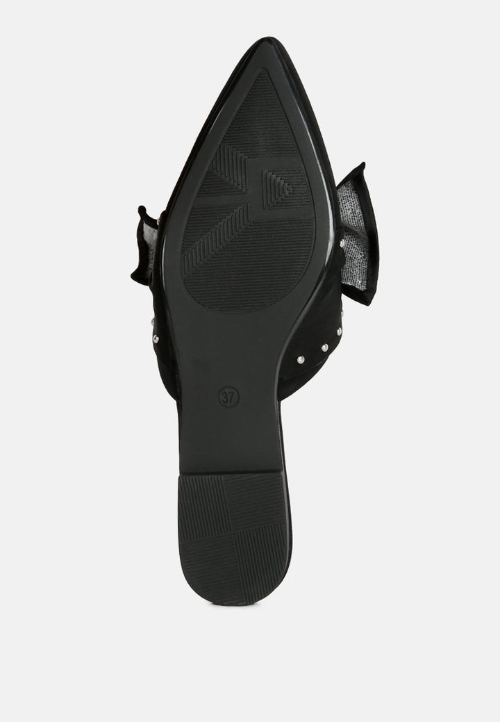 makeover studded bow flat mules by ruw#color_black