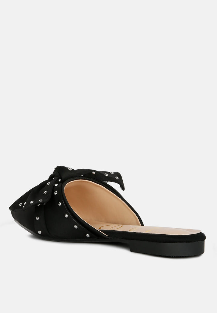 makeover studded bow flat mules by ruw#color_black
