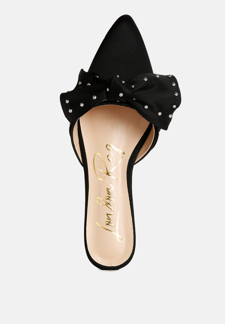 makeover studded bow flat mules by ruw#color_black