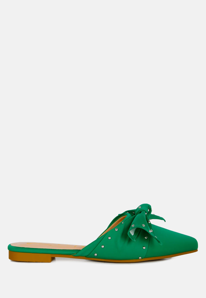 makeover studded bow flat mules by ruw#color_green