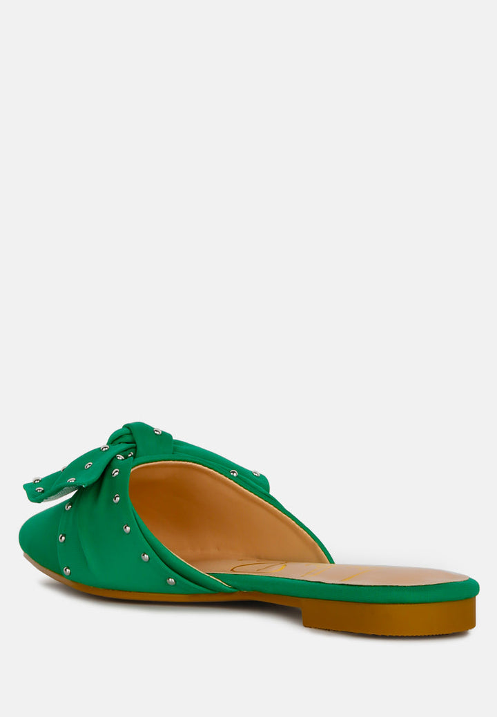 makeover studded bow flat mules by ruw#color_green