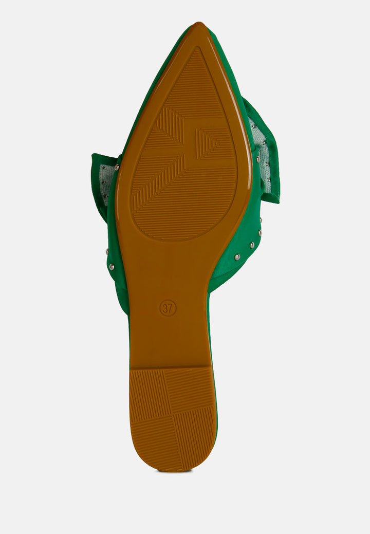 makeover studded bow flat mules by ruw#color_green