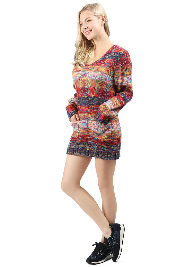 textured multi color sweater#color_multi