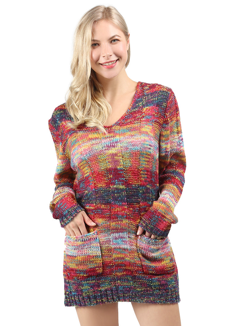 textured multi color sweater#color_multi