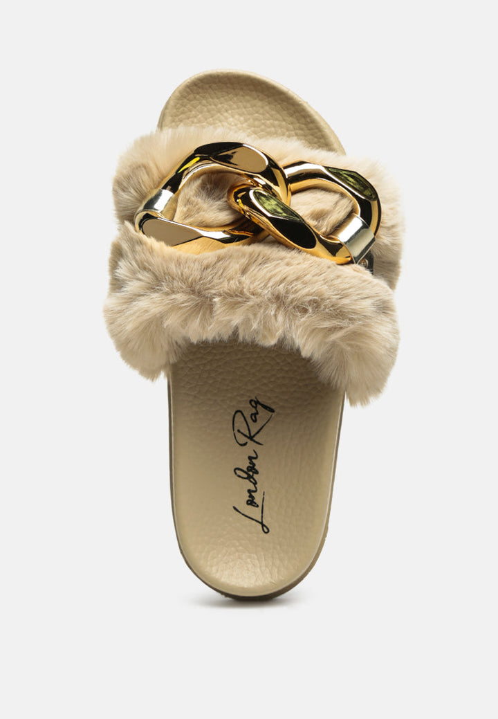 munks big metal fur slides by ruw#color_beige