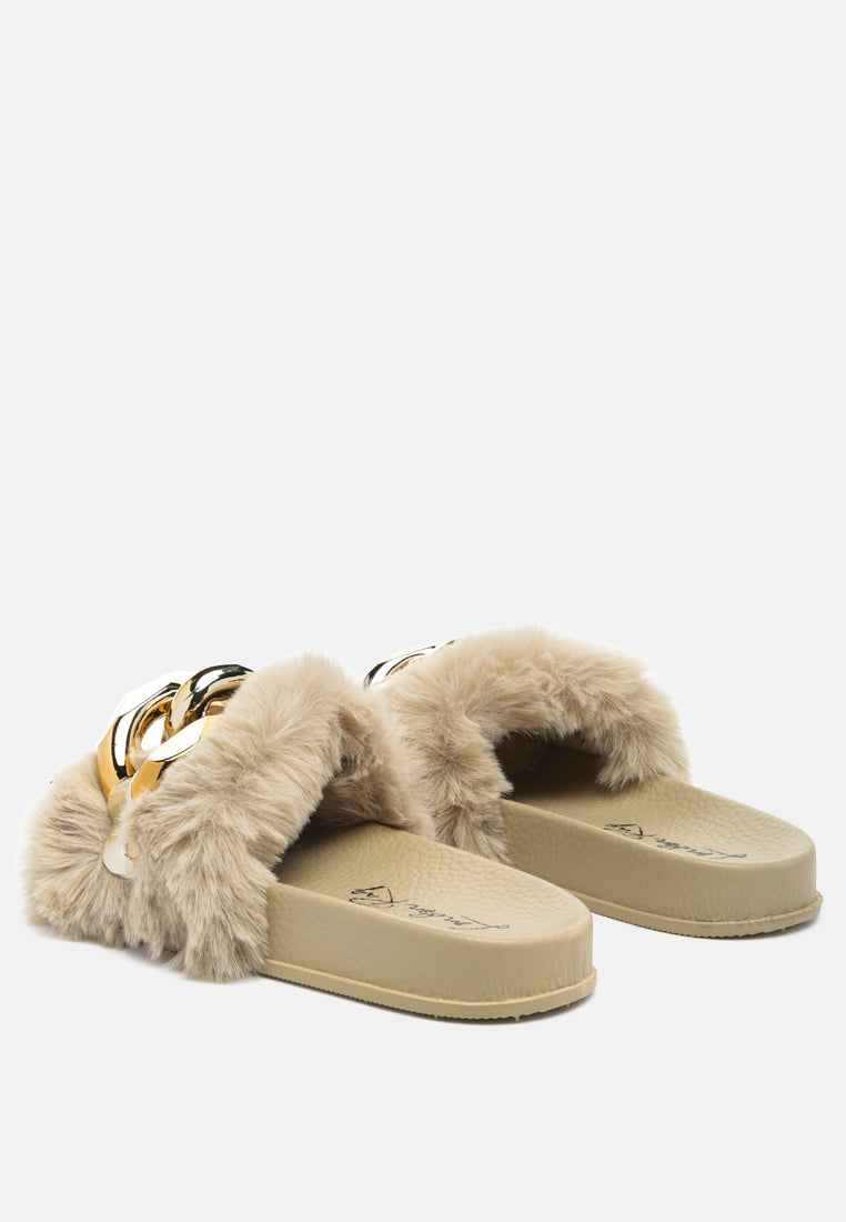 munks big metal fur slides by ruw#color_beige