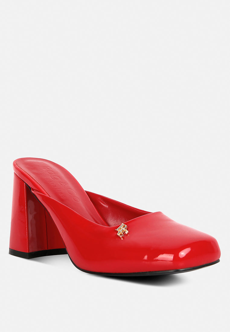 neoplast patent pu block heeled mules by ruw#color_red