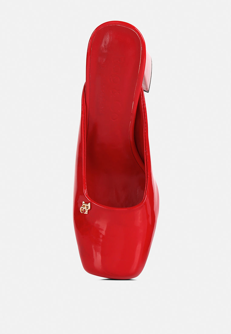 neoplast patent pu block heeled mules by ruw#color_red