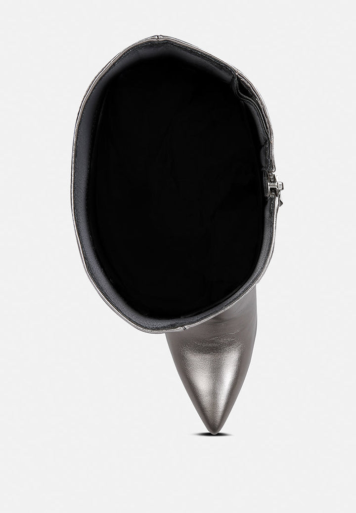 new expression metallic ruched stiletto calf boots by ruw#color_grey