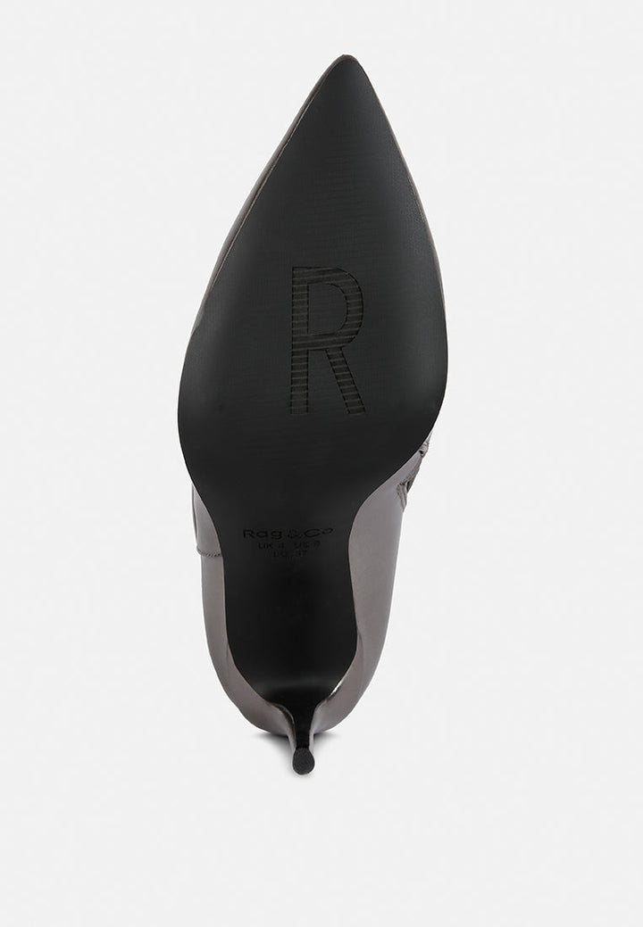 new expression metallic ruched stiletto calf boots by ruw#color_grey
