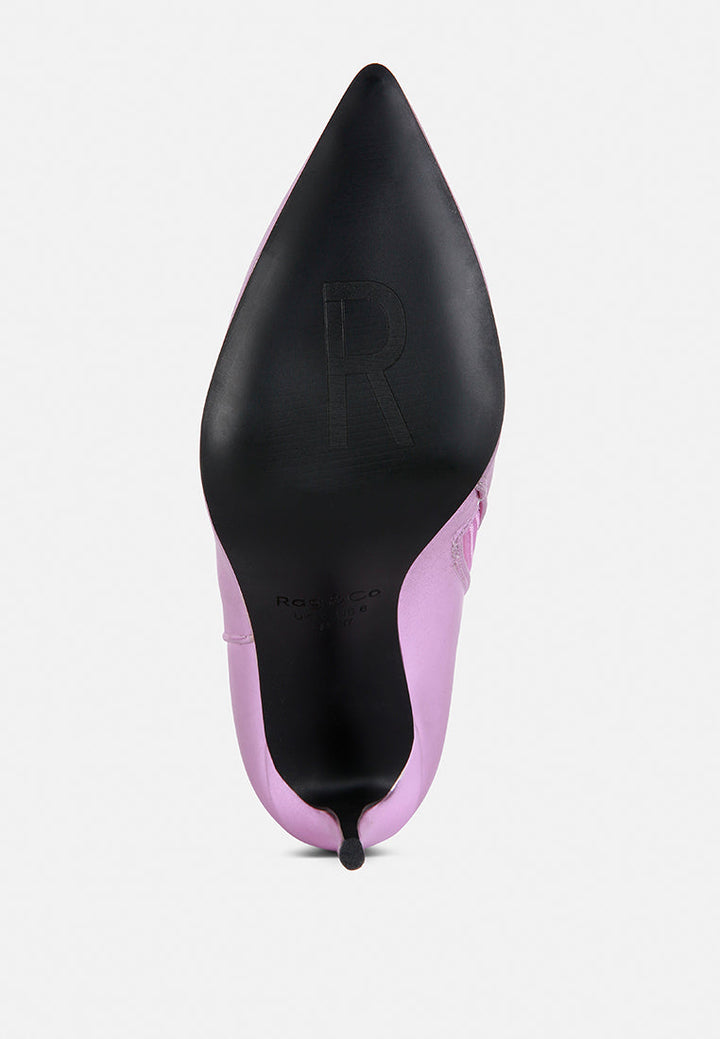 new expression metallic ruched stiletto calf boots by ruw#color_pink