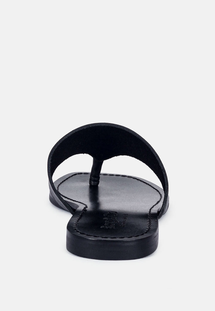 orofer soft leather luxury thong flats by ruw#color_black