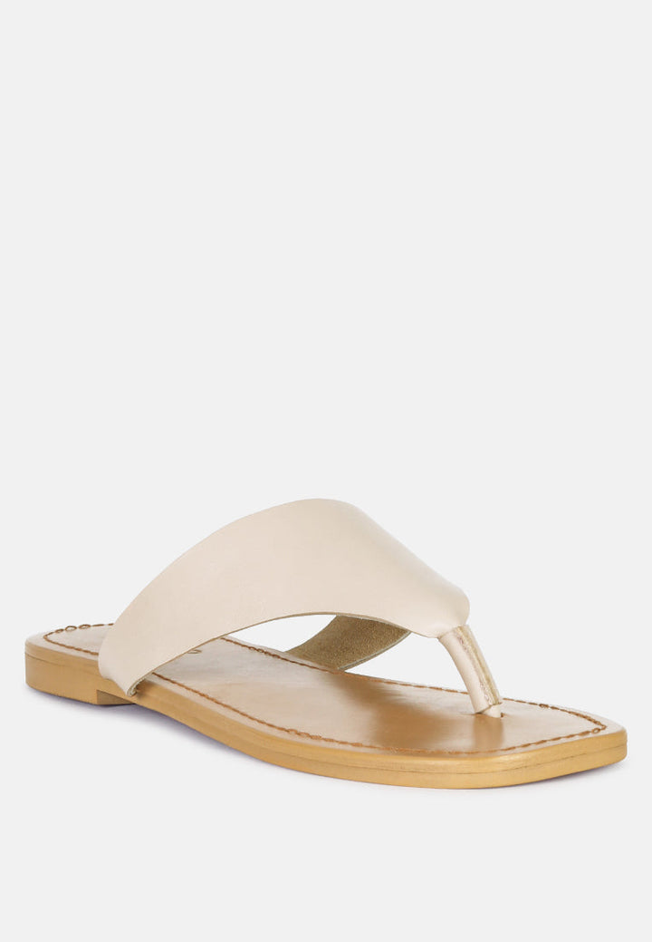 orofer soft leather luxury thong flats by ruw#color_latte