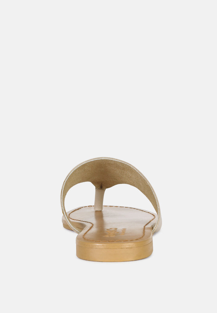 orofer soft leather luxury thong flats by ruw#color_latte