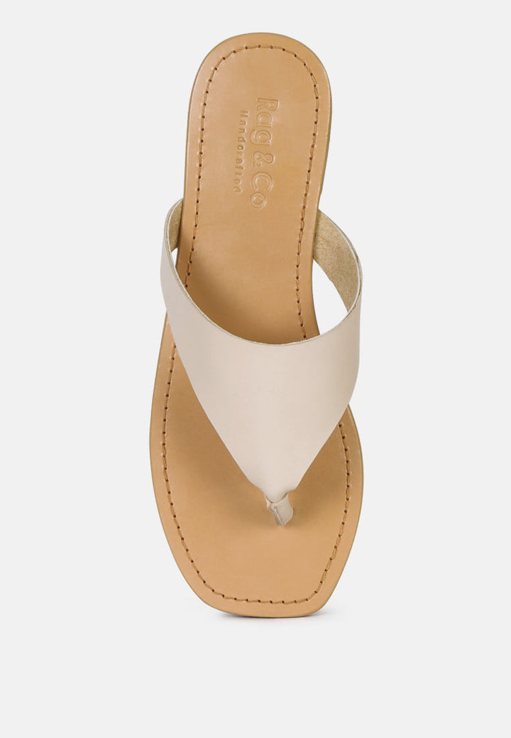 orofer soft leather luxury thong flats by ruw#color_latte