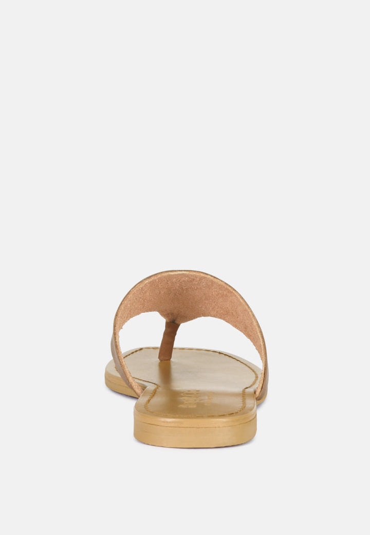 orofer soft leather luxury thong flats by ruw#color_tan