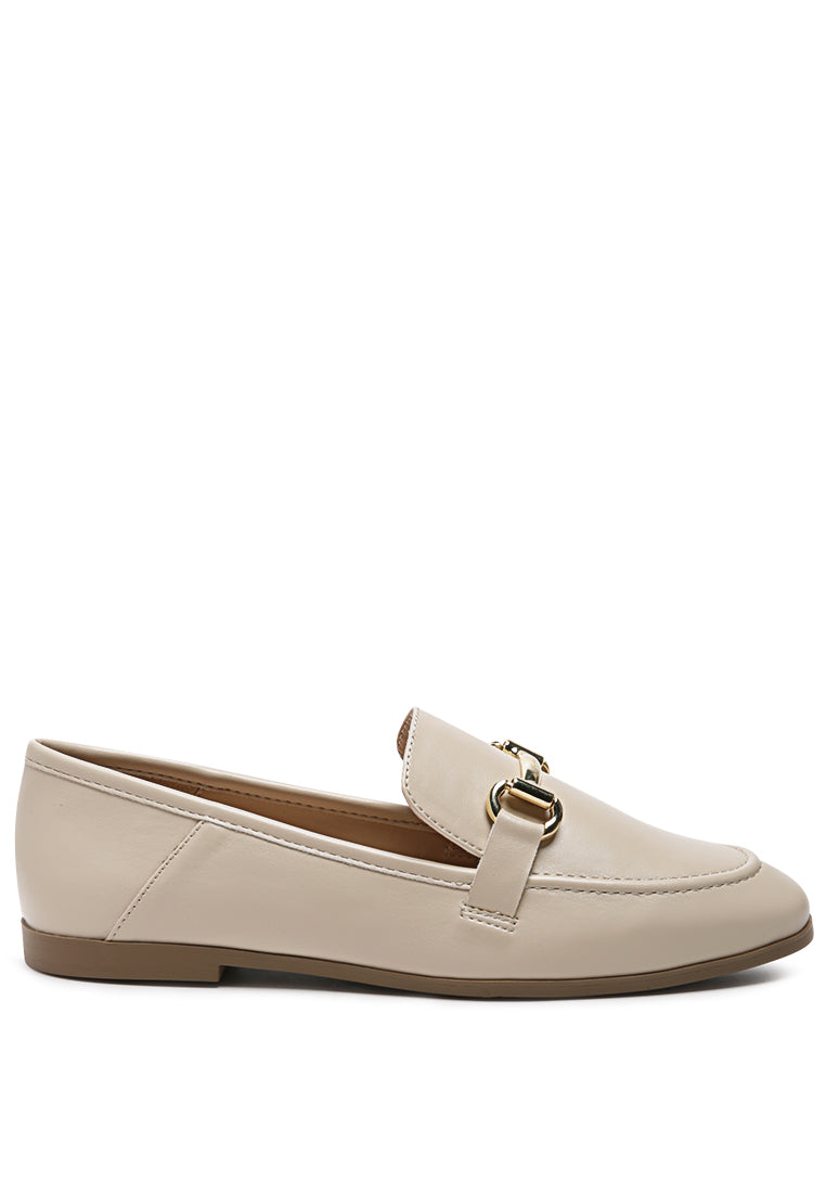tahiti metallic gold buckle loafers#color_beige