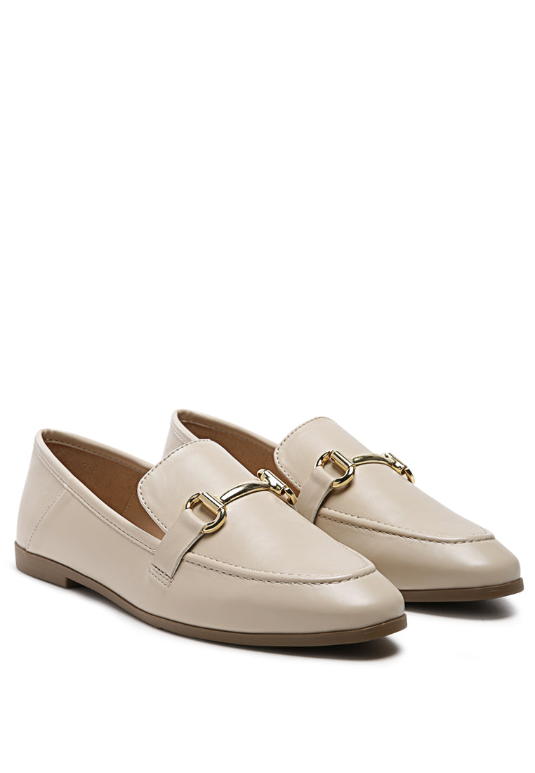 tahiti metallic gold buckle loafers#color_beige