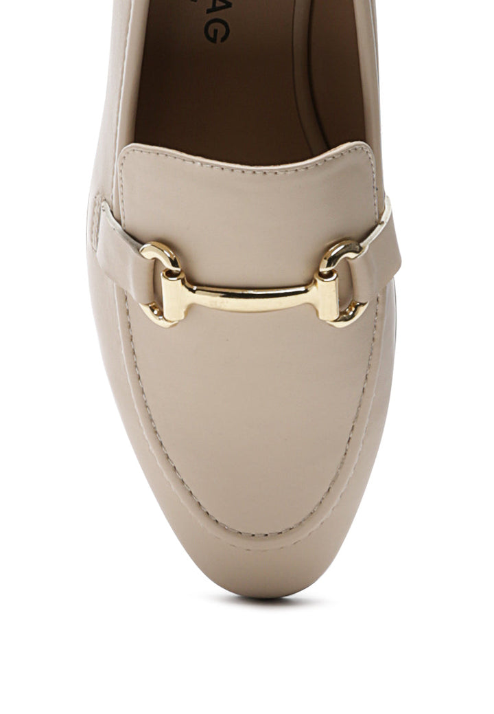 tahiti metallic gold buckle loafers#color_beige