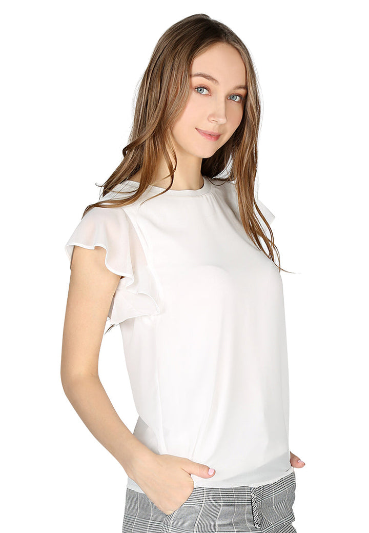 short flutter sleeve casual top#color_off-white