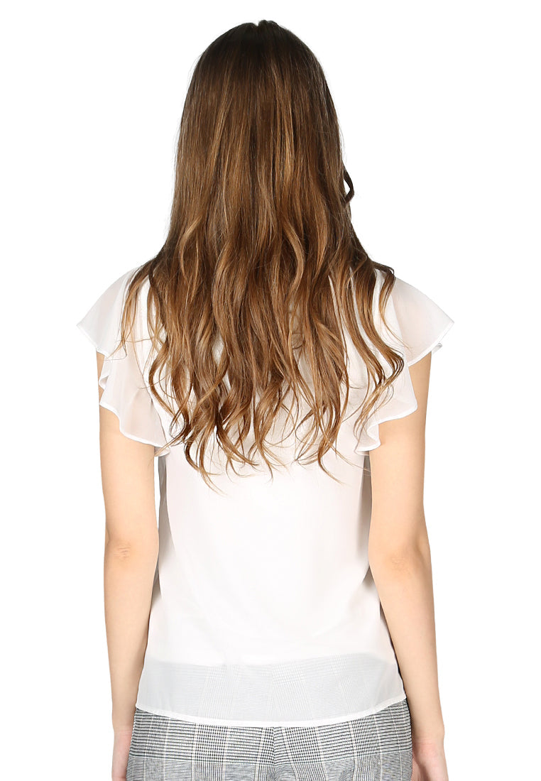 short flutter sleeve casual top#color_off-white