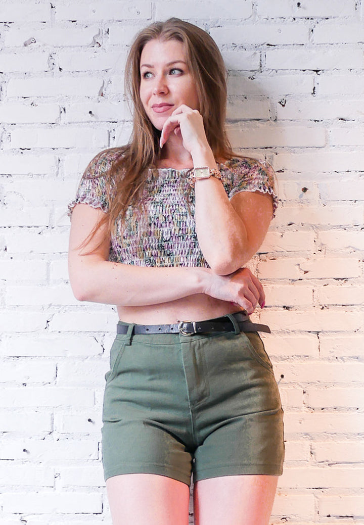 midrise cotton shorts#color_green