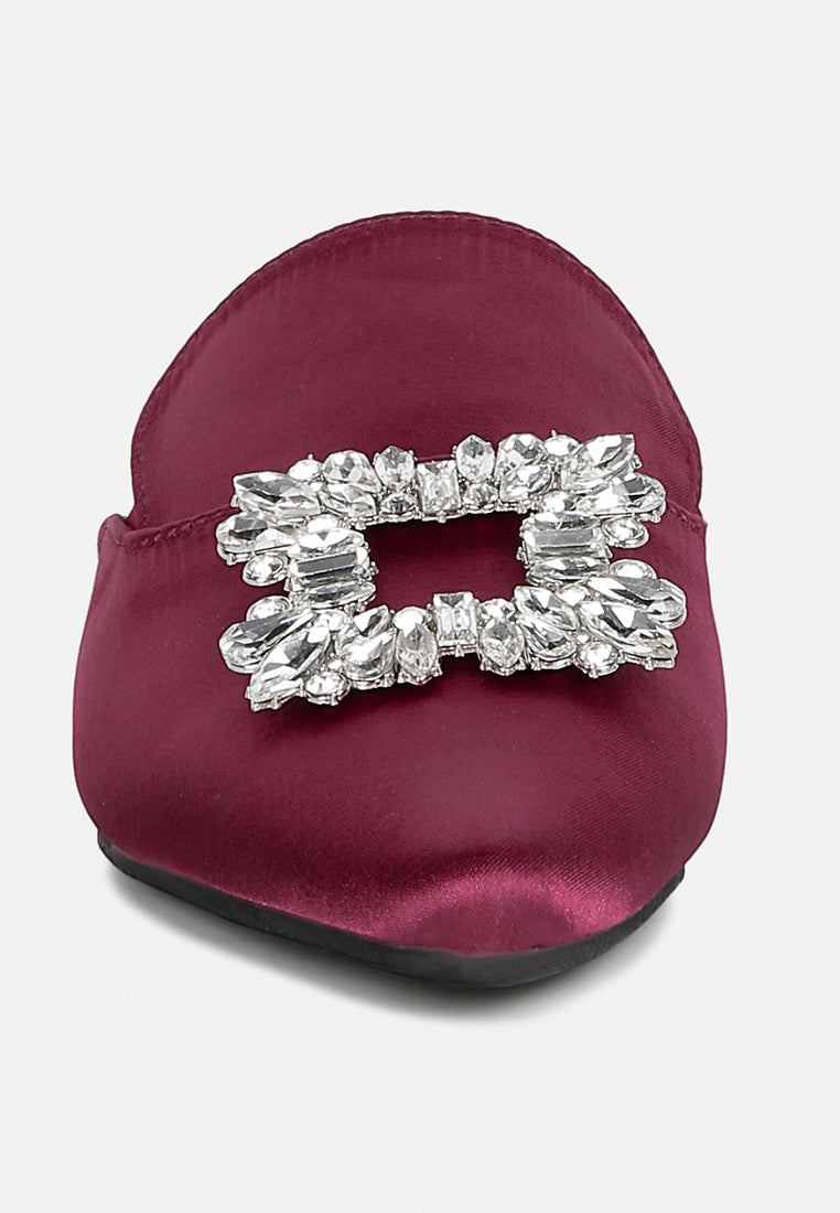 perrine diamante brooch slip on mules by ruw#color_burgundy