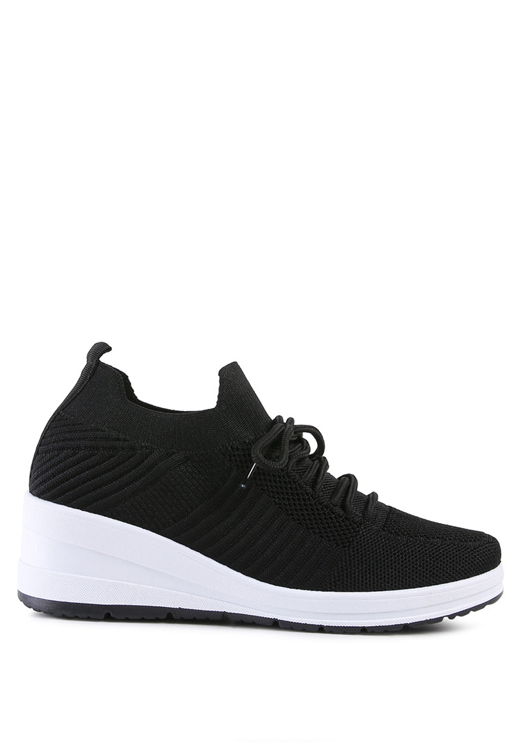 pologirl wedge lace-up sneakers#color_black