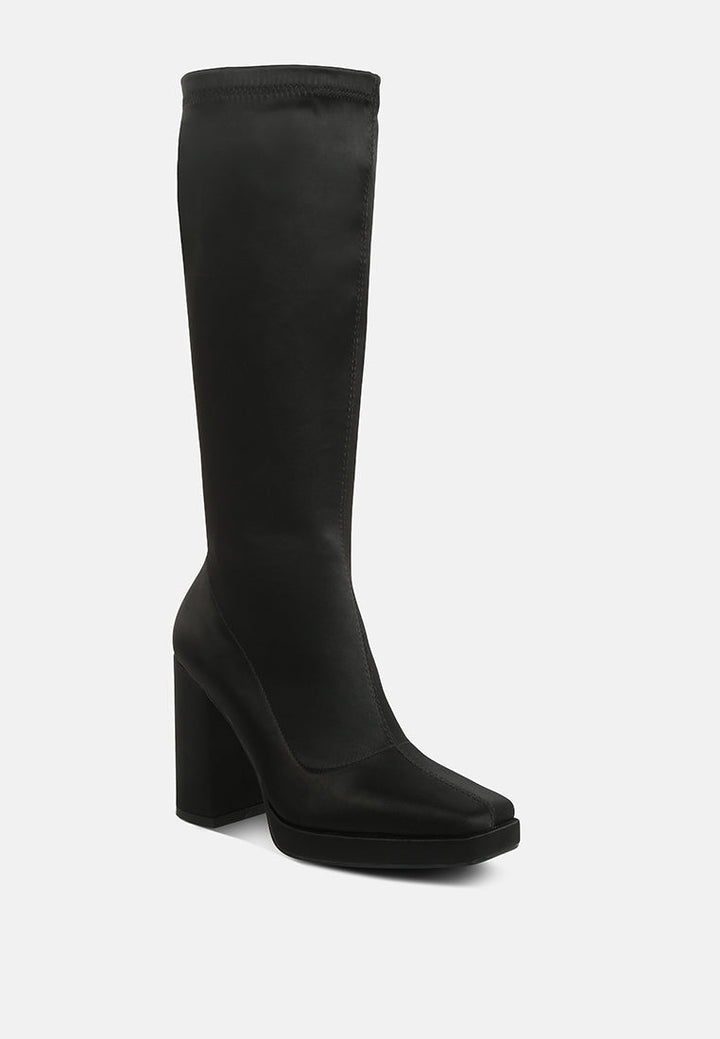presto stretchable satin long boot by ruw#color_black