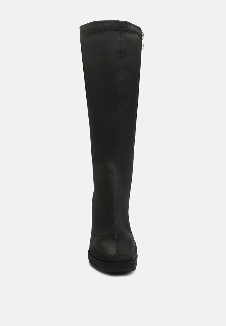 presto stretchable satin long boot by ruw#color_black