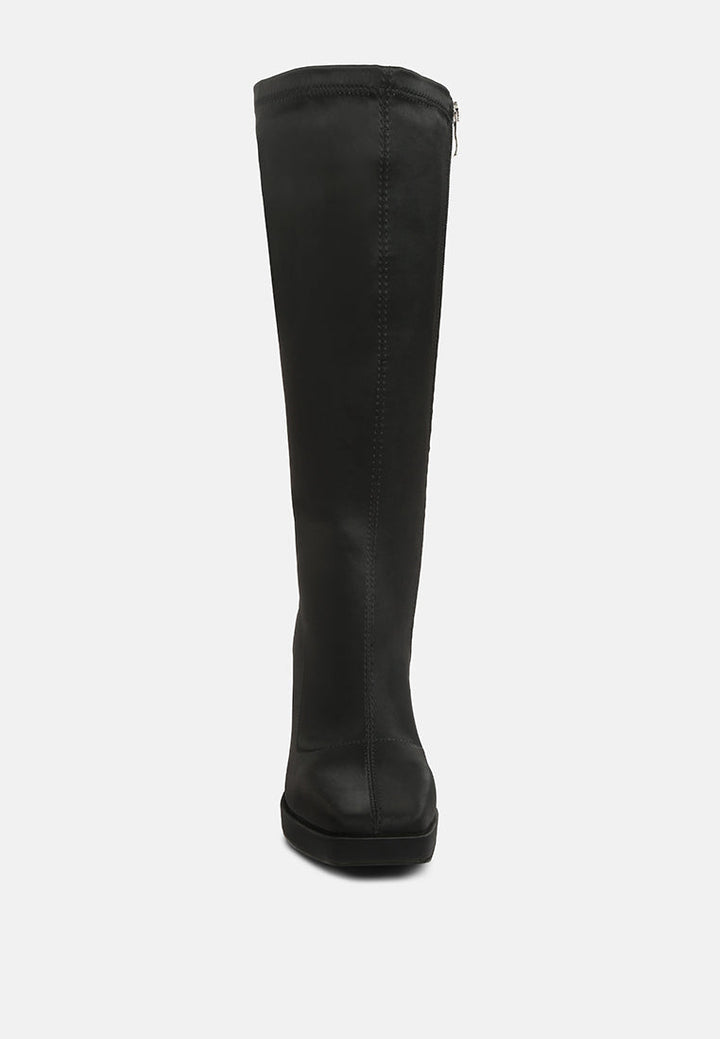 presto stretchable satin long boot by ruw#color_black