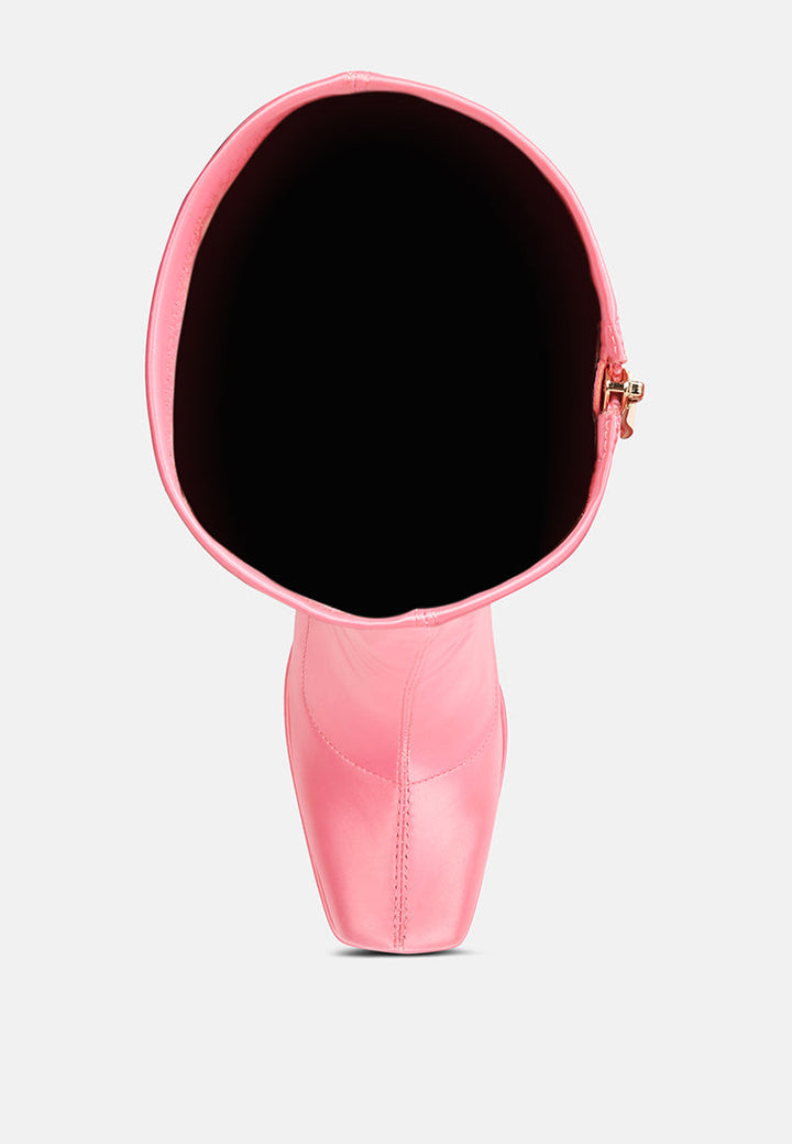 presto stretchable satin long boot by ruw#color_pink