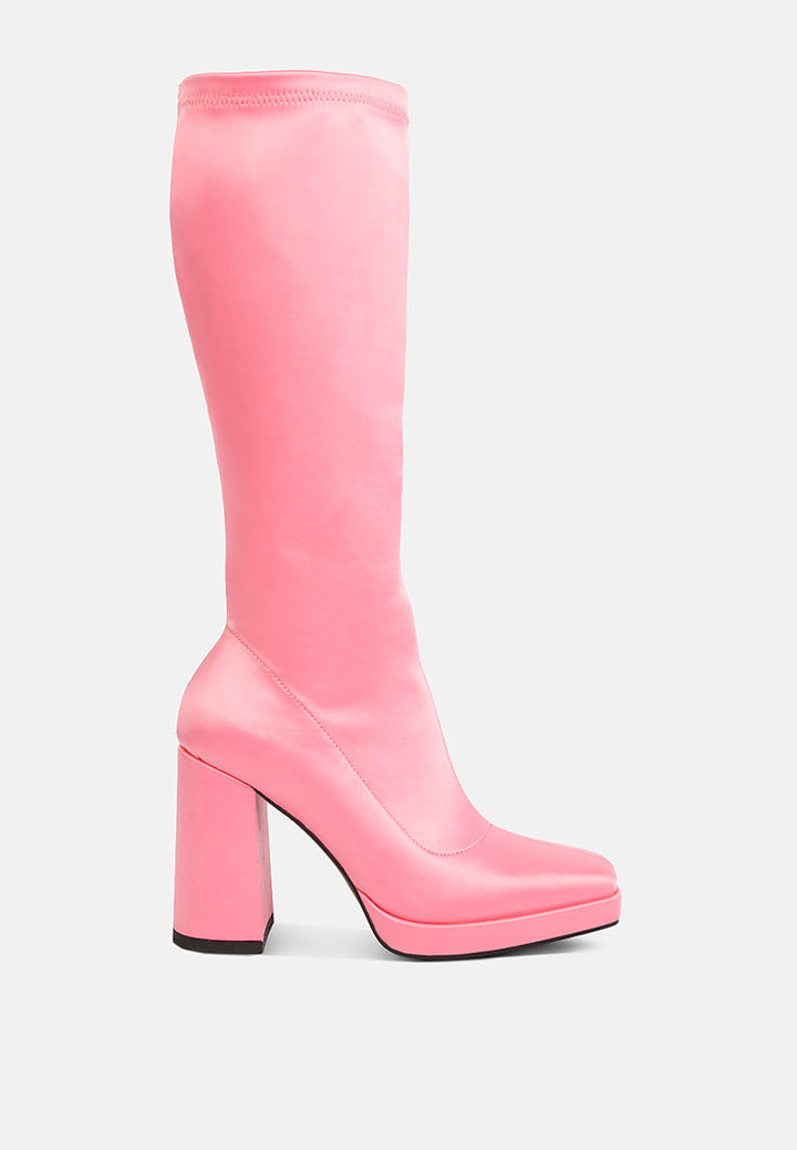 presto stretchable satin long boot by ruw#color_pink