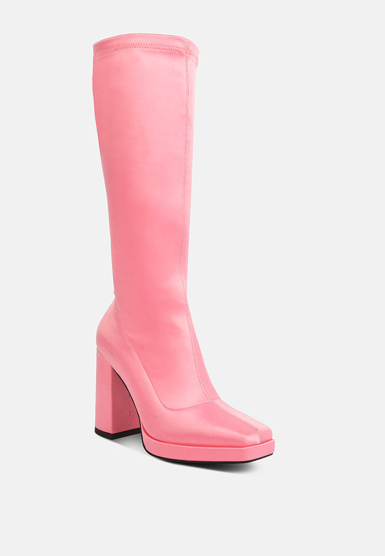 presto stretchable satin long boot by ruw#color_pink