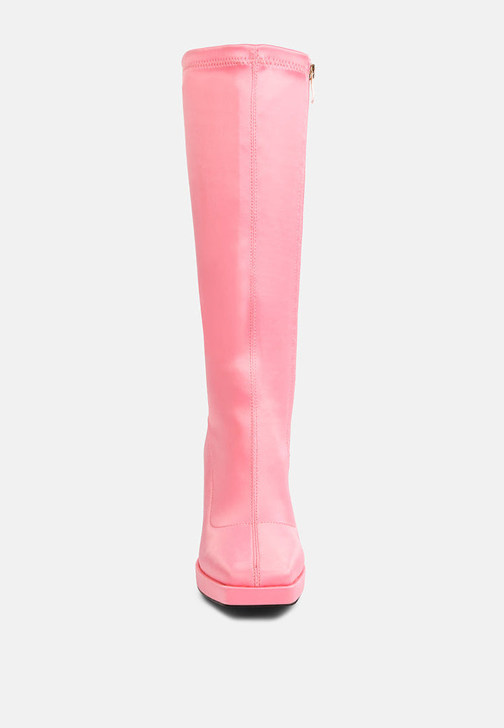 presto stretchable satin long boot by ruw#color_pink