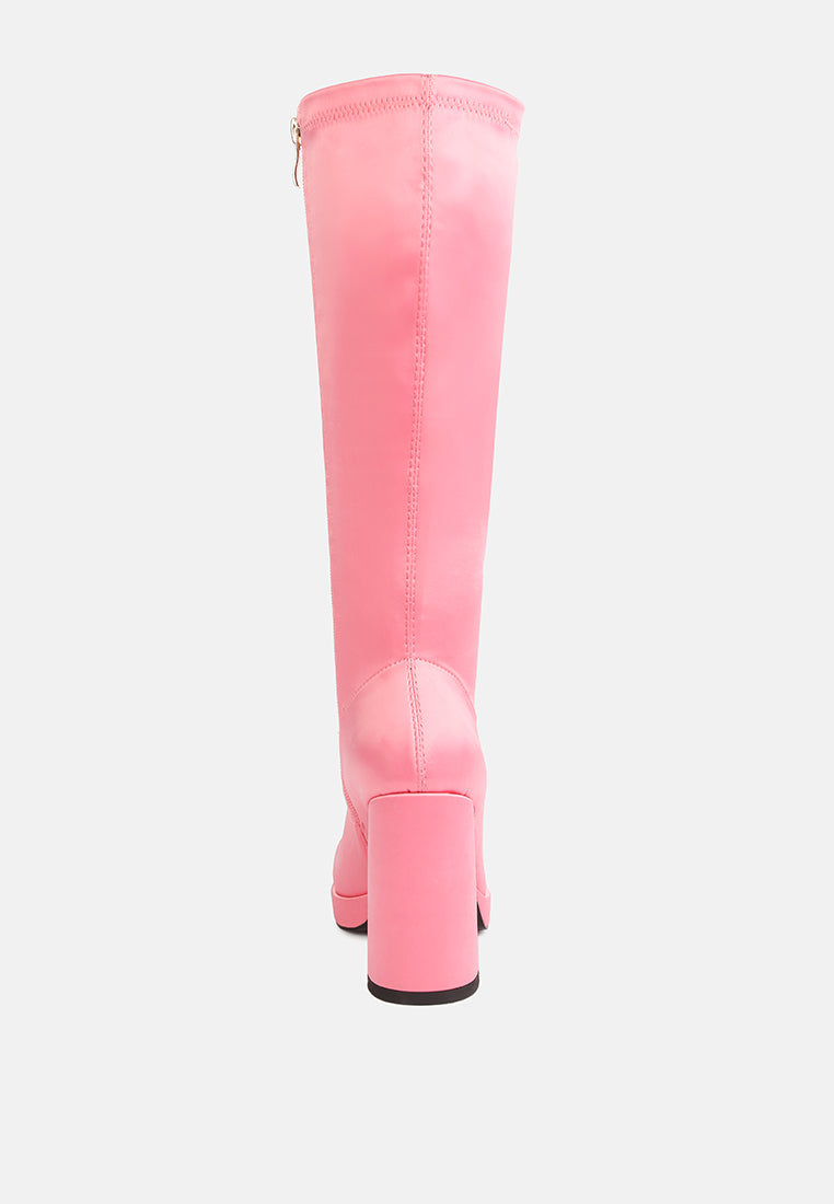 presto stretchable satin long boot by ruw#color_pink