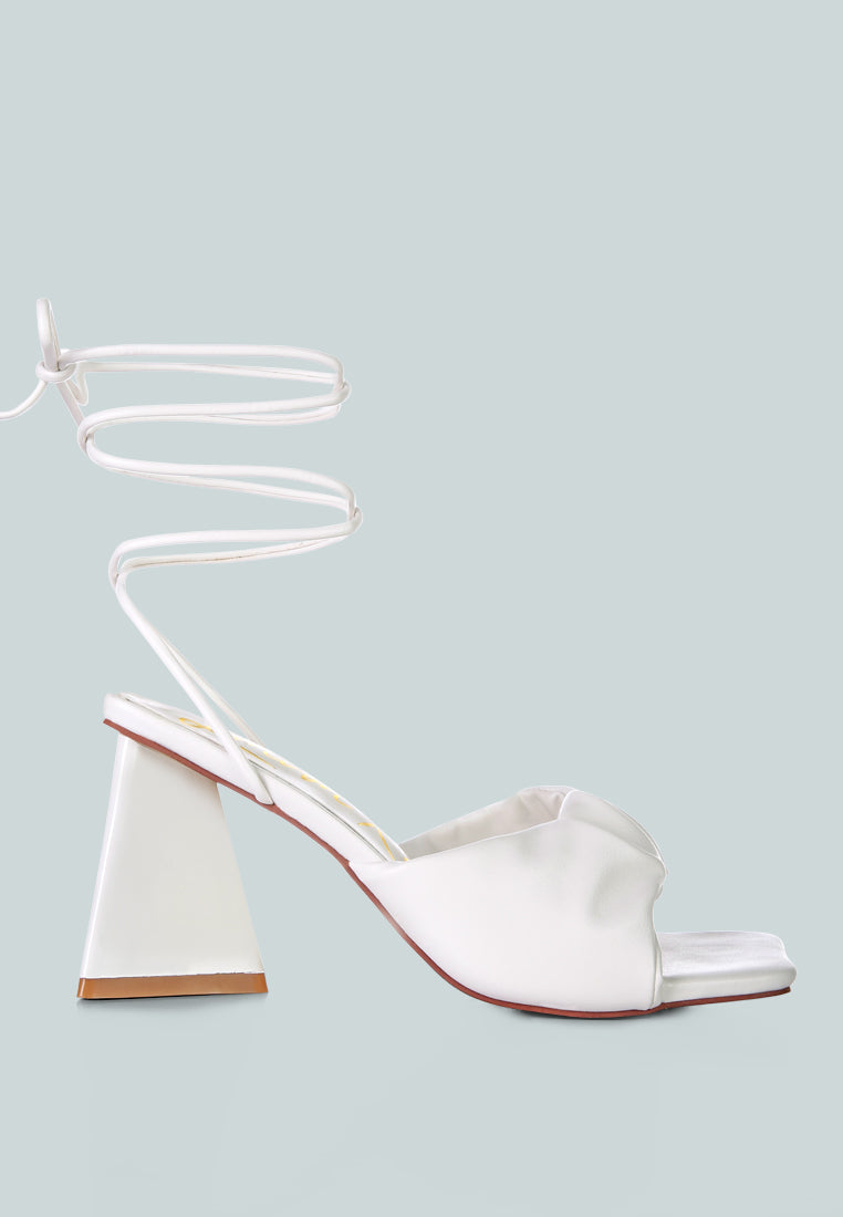 primavera ruched triangular heel lace up sandal by ruw#color_white