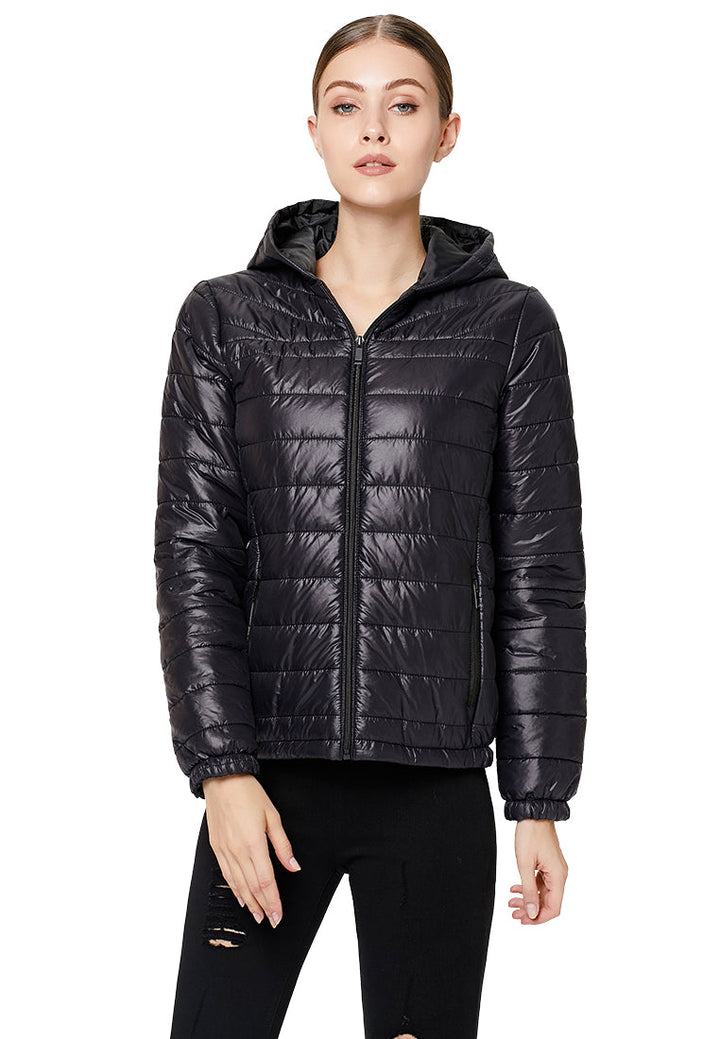 hooded puffer jacket#color_black