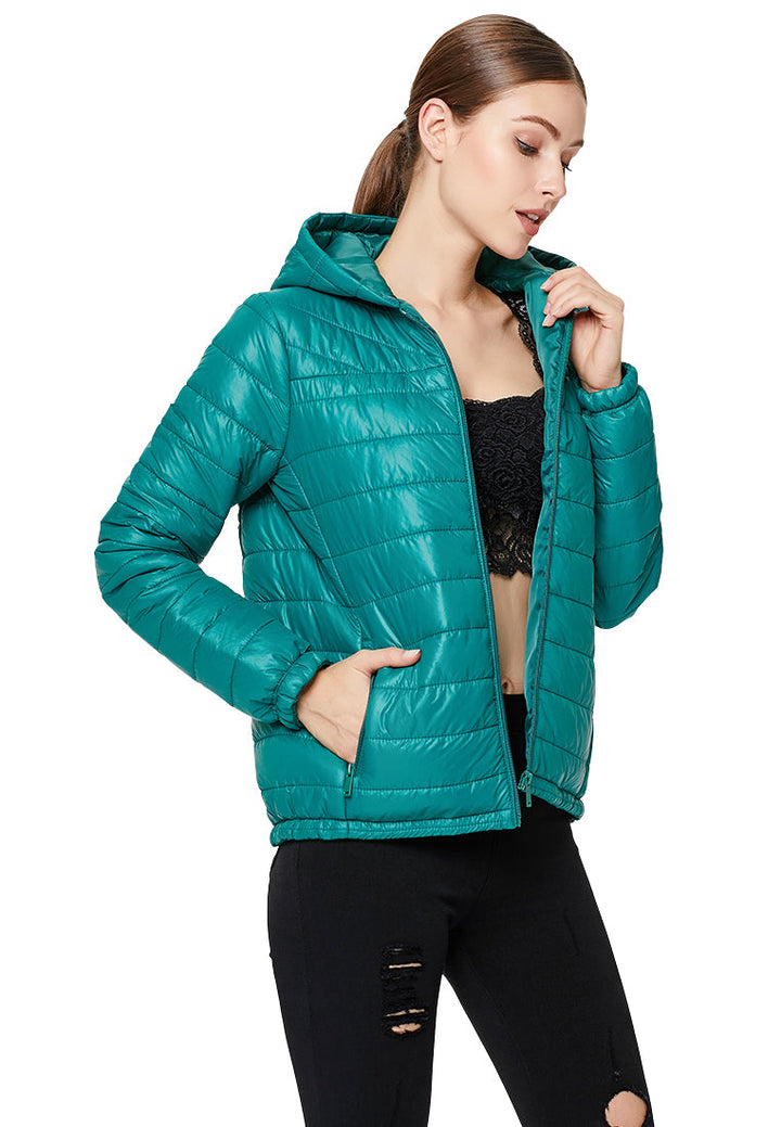 hooded puffer jacket#color_green