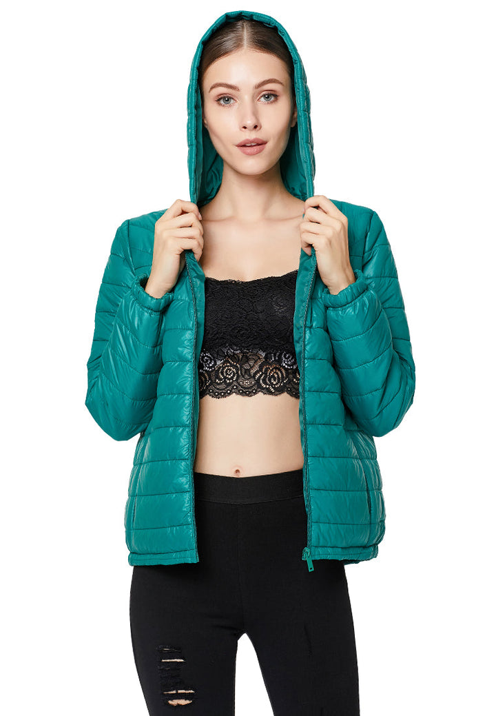 hooded puffer jacket#color_green